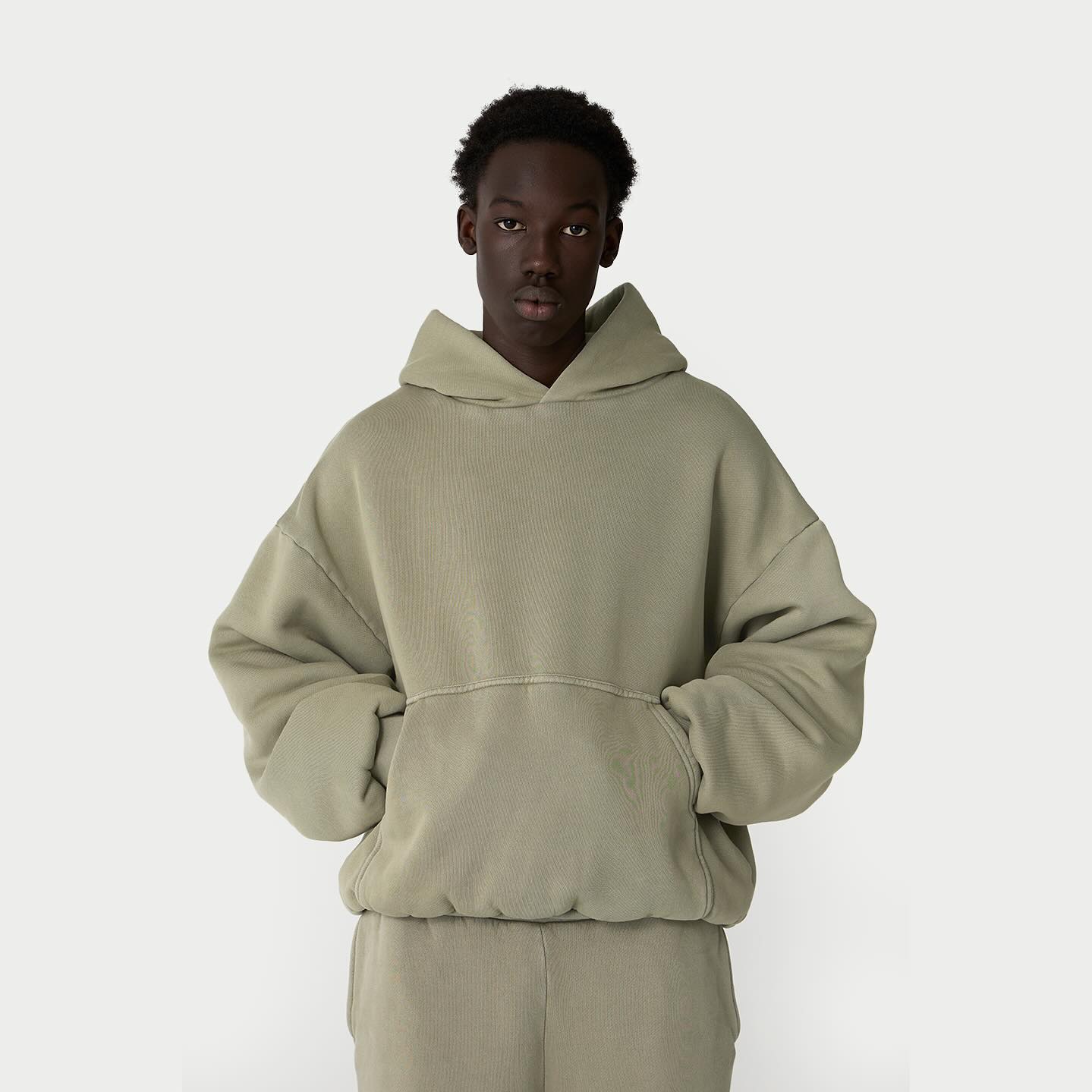 1000gsm double layered hoodie olive green